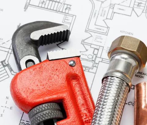 Wrench and hose on drawing